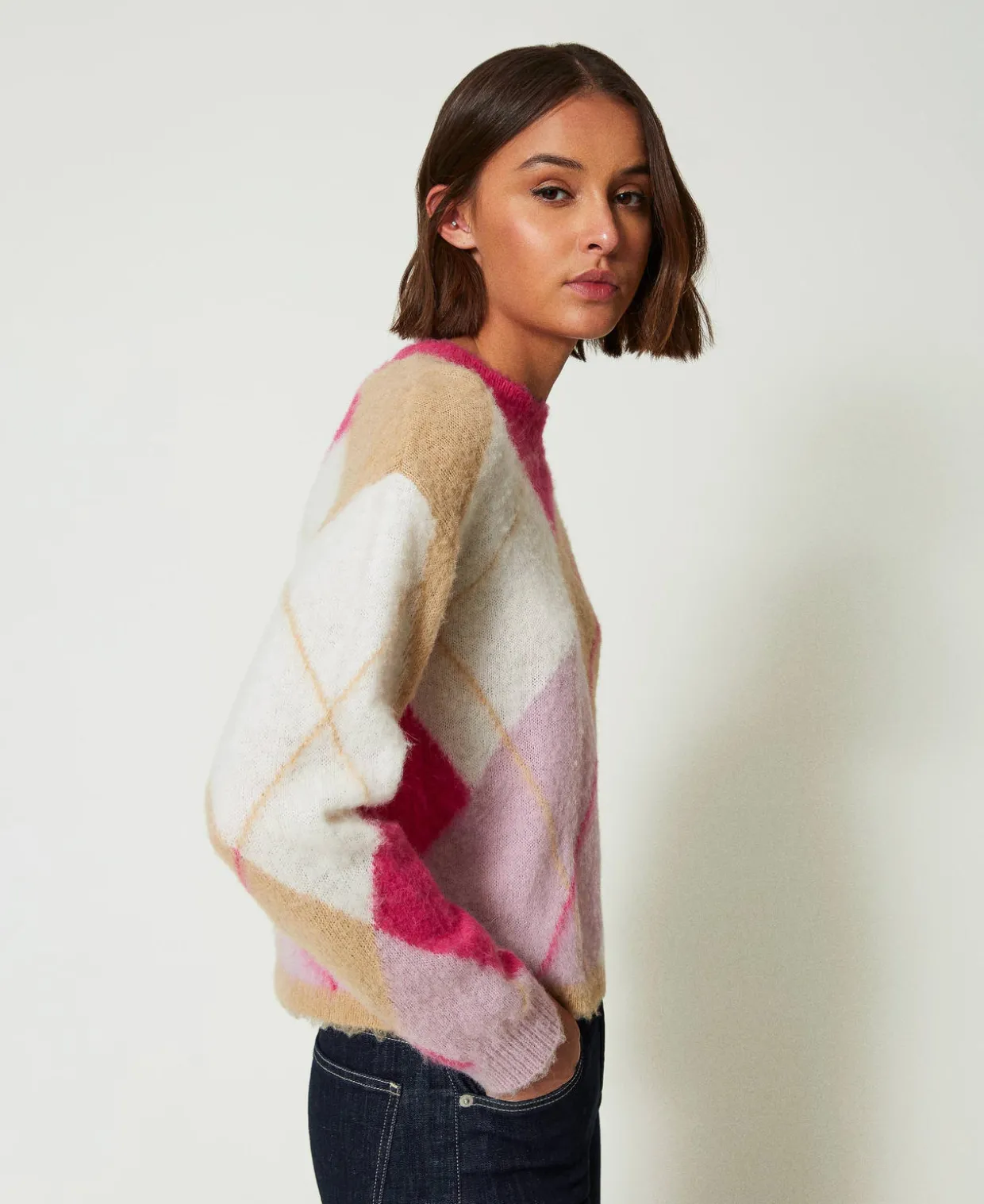 Jacquardpullover Aus Wollmischung Mit Argylemuster