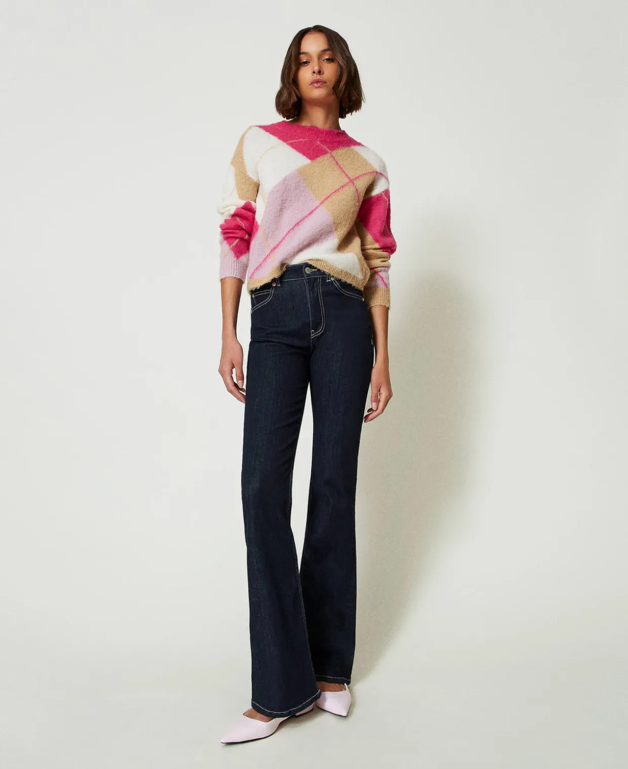 Jacquardpullover Aus Wollmischung Mit Argylemuster