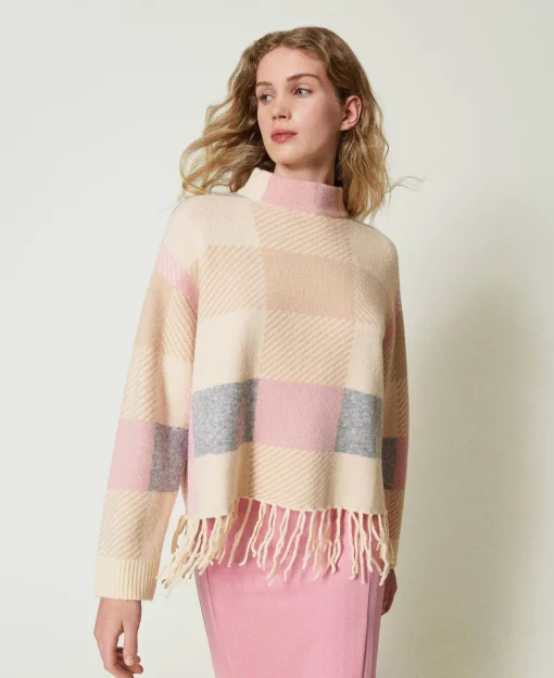 Jacquardpullover Mit Fransen