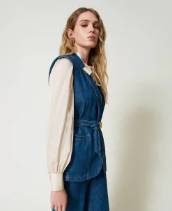 Jeansweste Mit Gürtel