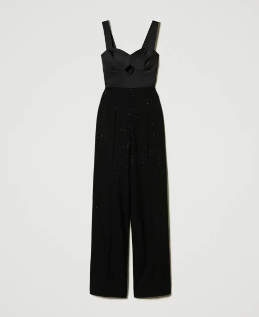 Jumpsuit Aus Satin Und Tuch Mit Pailletten