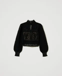 Kastiger Häkelpullover Mit Blumendessin