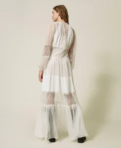 Kleid Aus Seidenkrepon Mit Spitze