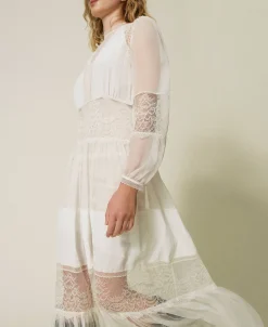 Kleid Aus Seidenkrepon Mit Spitze