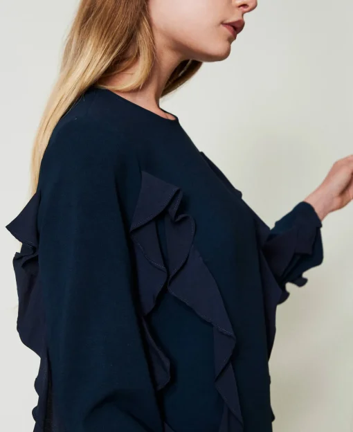 Kurzes Kleid Aus Cady Mit Volant