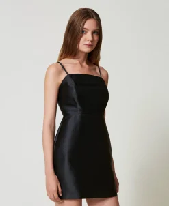 Kurzes Kleid Aus Mikado-Twill Mit Schleife