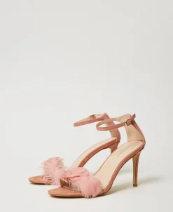 Ledersandalette Mit Federn