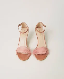 Ledersandalette Mit Federn