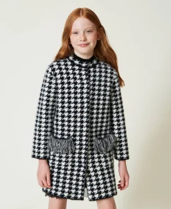 Mantel Aus Jacquard-Strick Mit Hahnentrittmuster