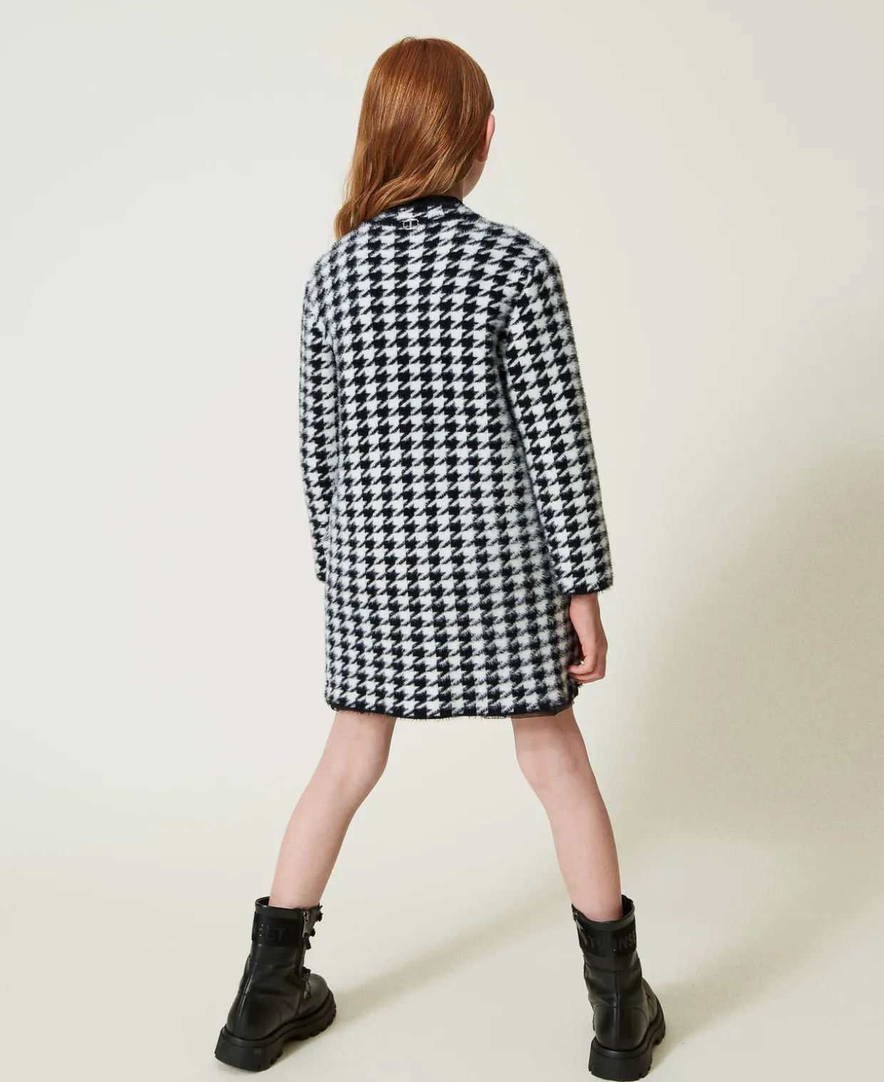 Mantel Aus Jacquard-Strick Mit Hahnentrittmuster