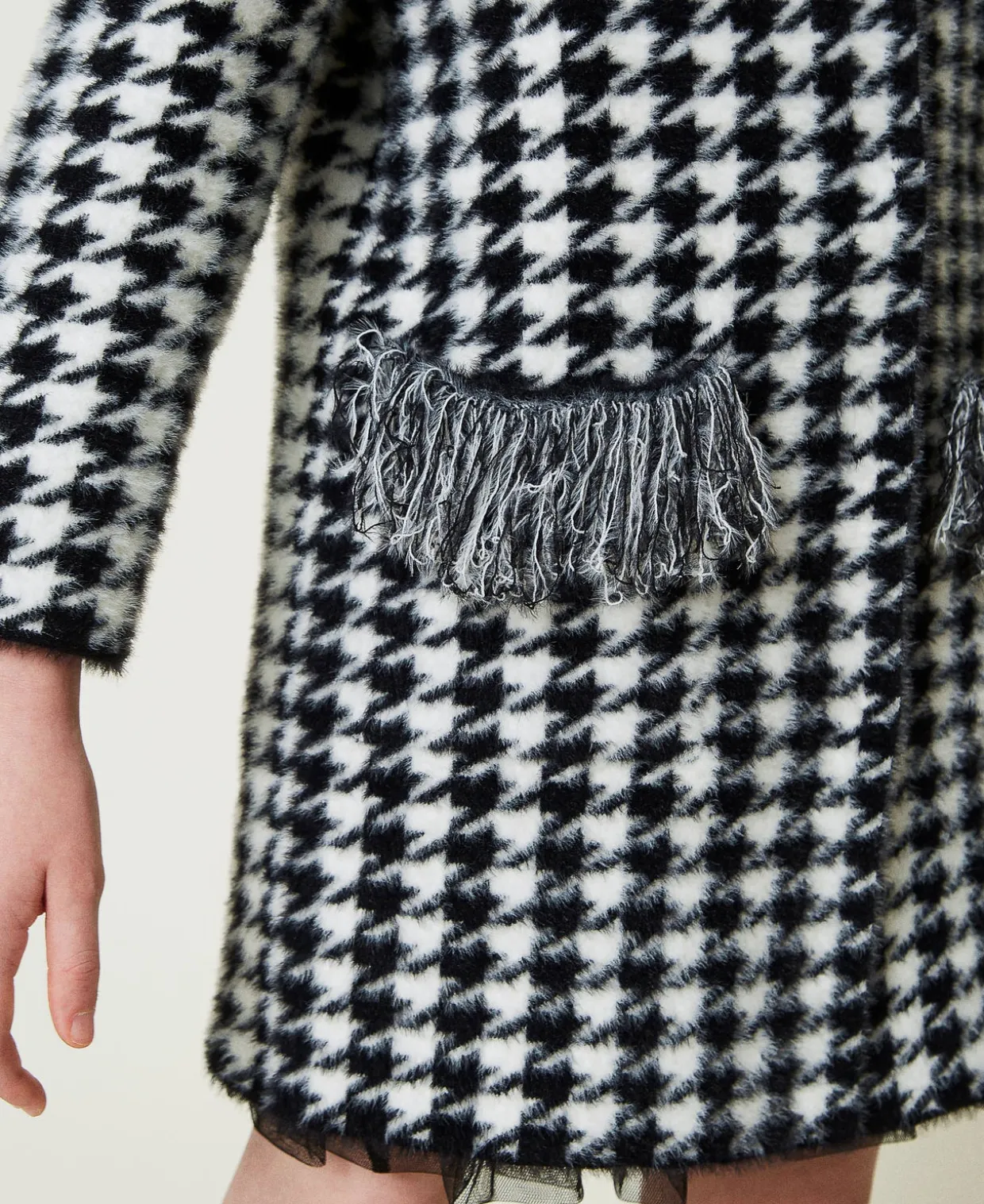 Mantel Aus Jacquard-Strick Mit Hahnentrittmuster