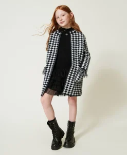 Mantel Aus Jacquard-Strick Mit Hahnentrittmuster