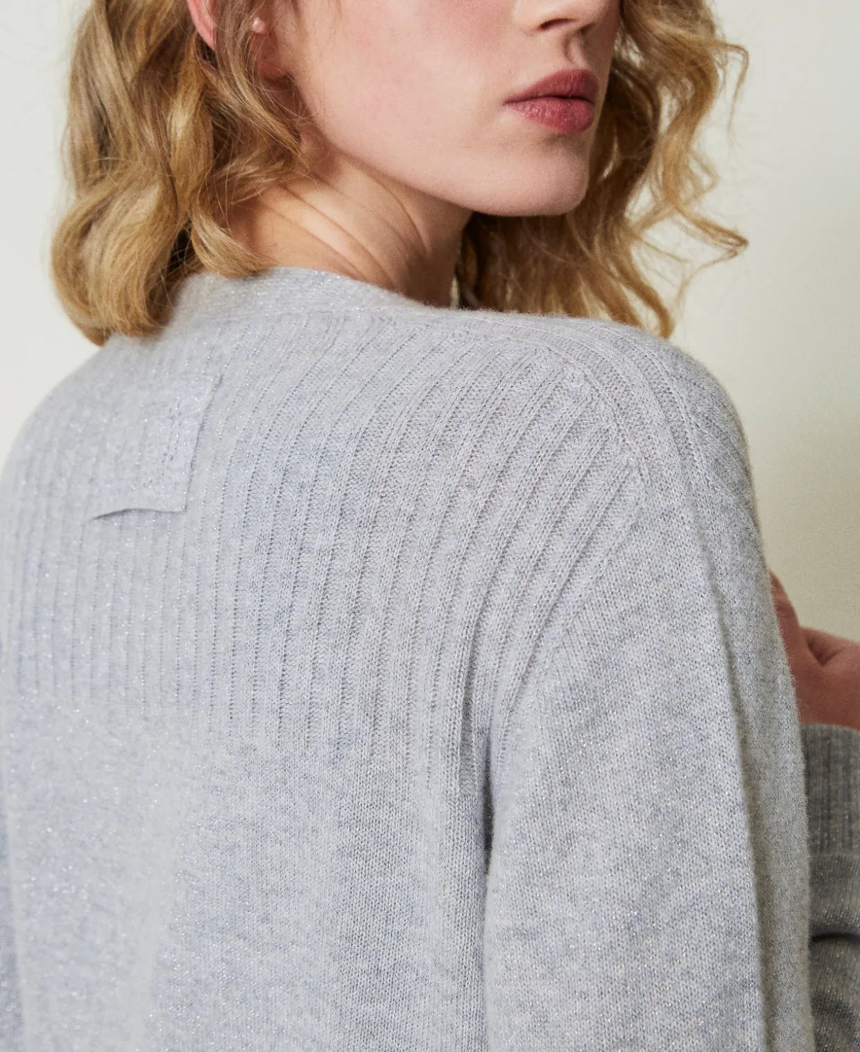 Maxicardigan Aus Wolle-Lurex-Mischung