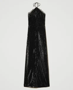 Maxikleid Aus Pailletten Mit Spitze