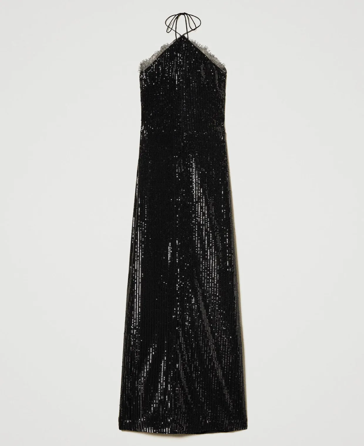 Maxikleid Aus Pailletten Mit Spitze