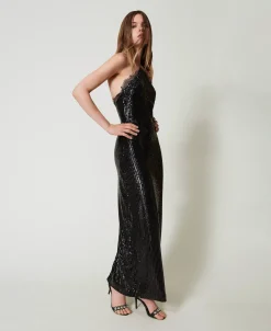 Maxikleid Aus Pailletten Mit Spitze