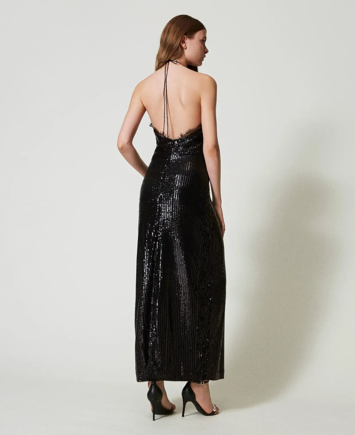 Maxikleid Aus Pailletten Mit Spitze