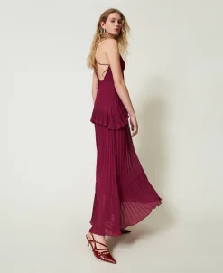 Maxikleid Aus Plissiertem Georgette