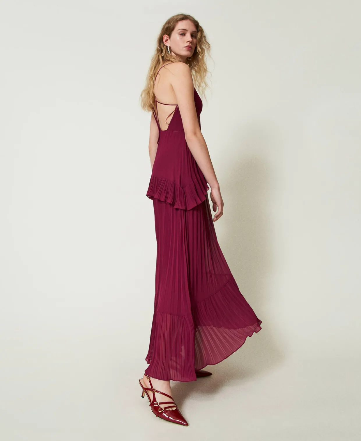 Maxikleid Aus Plissiertem Georgette