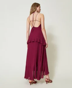 Maxikleid Aus Plissiertem Georgette