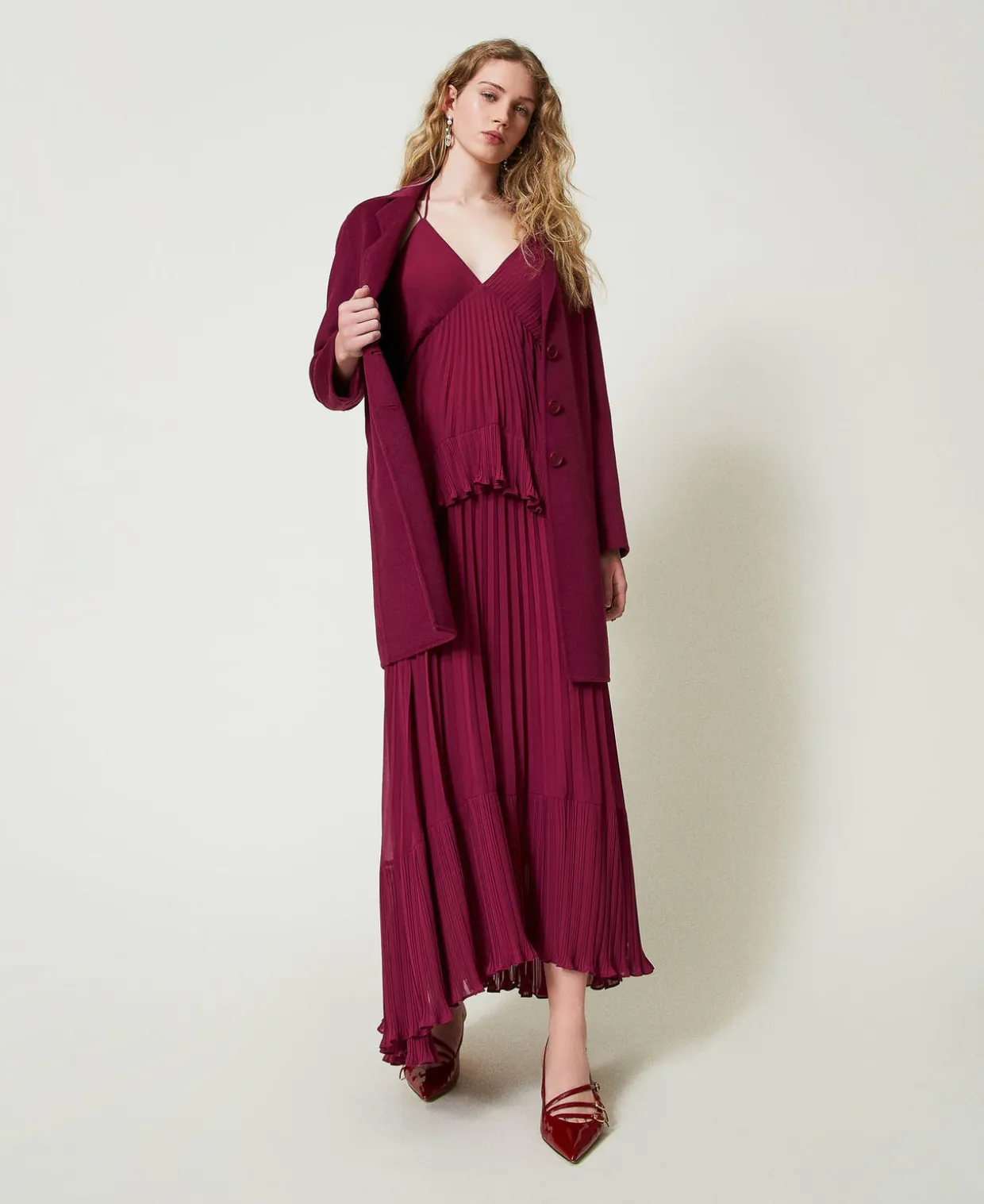 Maxikleid Aus Plissiertem Georgette