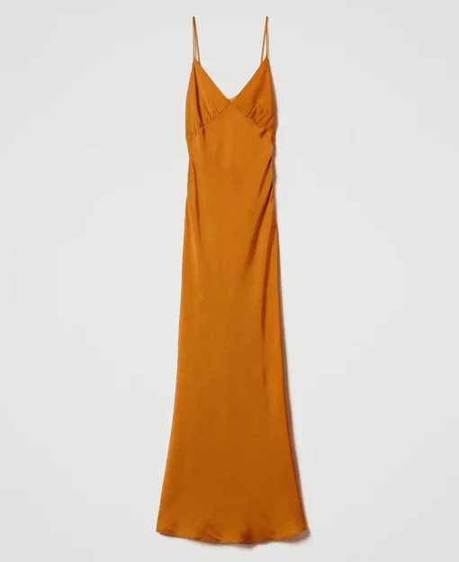 Maxikleid Aus Satin Mit Schmalen Trägern