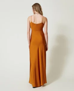 Maxikleid Aus Satin Mit Schmalen Trägern