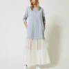 Maxikleid Aus Sweatstoff Und Tüll