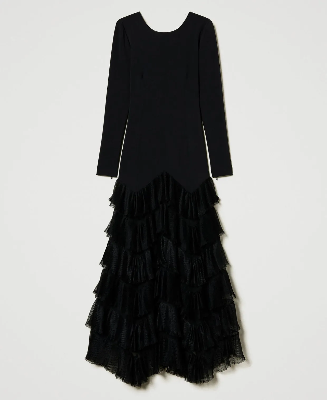 Maxikleid Mit Plissierten Tüllvolants