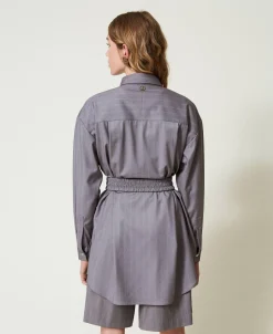 Maxi-Nadelstreifenhemd Mit Gürtel