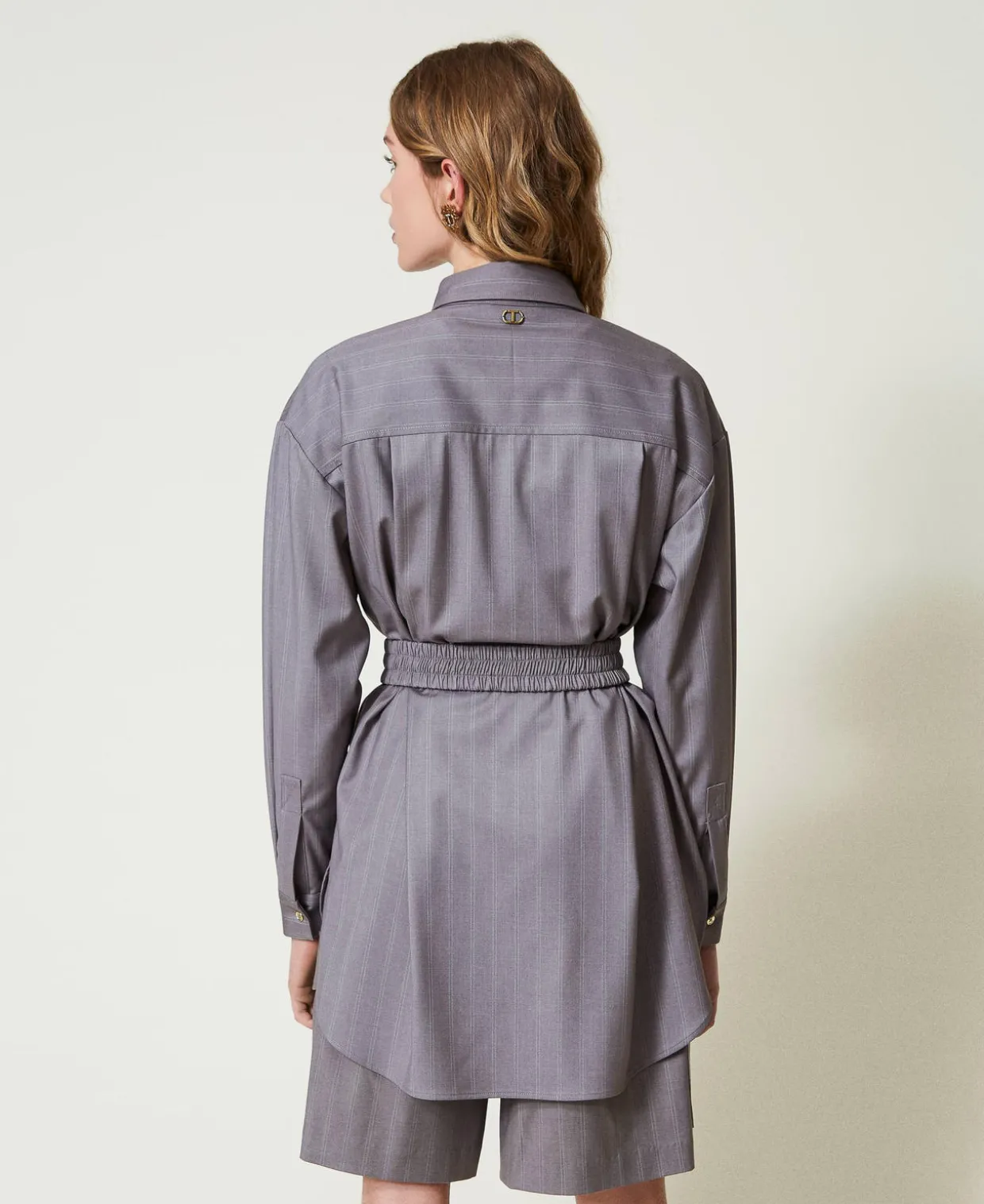 Maxi-Nadelstreifenhemd Mit Gürtel