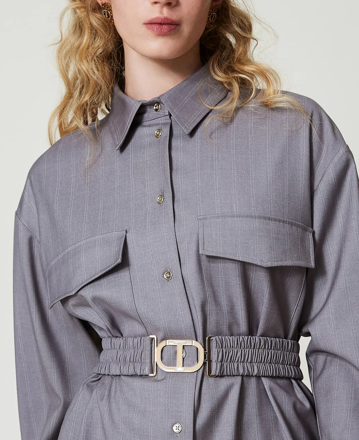 Maxi-Nadelstreifenhemd Mit Gürtel