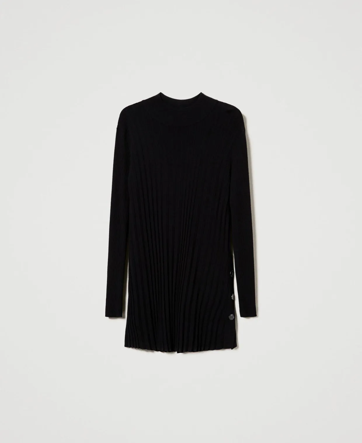 Maxi-Plisseepullover Mit Knöpfen