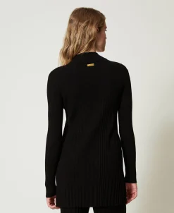 Maxi-Plisseepullover Mit Knöpfen