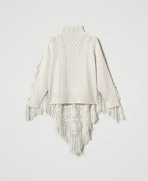 Maxipullover Aus Wollmischgarn Mit Stola