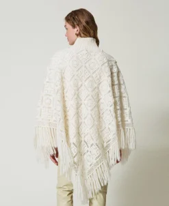 Maxipullover Aus Wollmischgarn Mit Stola