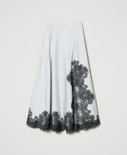 Maxirock Aus Satin Und Spitze