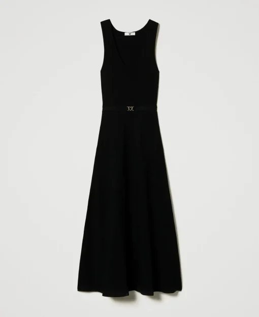 Maxistrickkleid Mit Gürtel