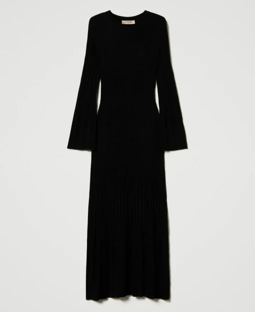 Maxi-Strickkleid Mit Rippenmuster Und Cut-out