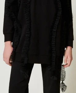 Maxisweatshirt Mit Tüllvolants