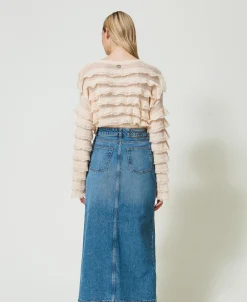 Midi-Jeansrock Mit Schlitz