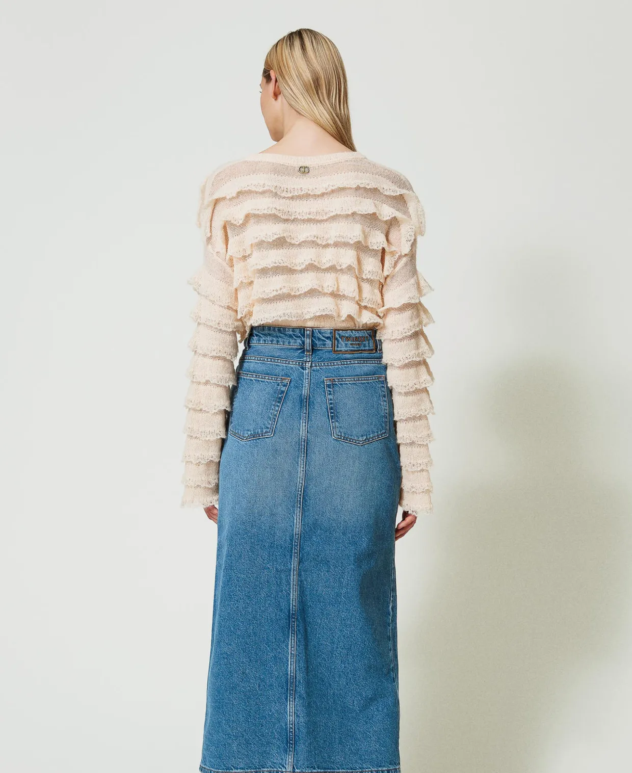 Midi-Jeansrock Mit Schlitz