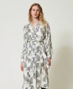 Midikleid Aus Jacquard Mit Jaguarprint