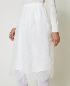 Midirock Aus Organza Mit Stickereien