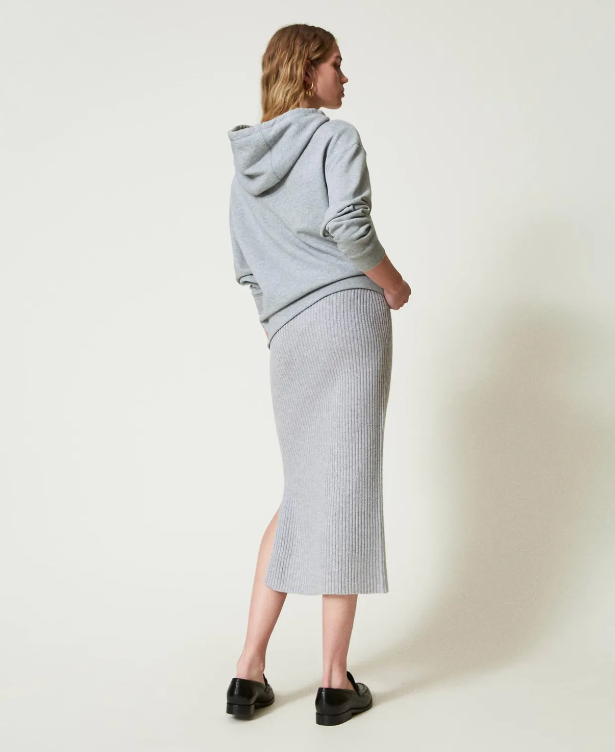 Midi-Strickrock Aus Wolle-Lurex-Mischung