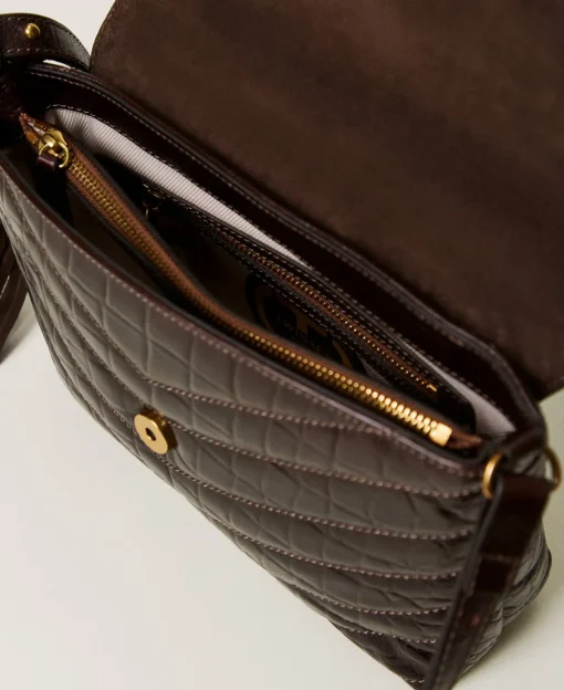 Mittelgroße Umhängetasche „Dreamy“ Aus Leder Mit Krokoprägung