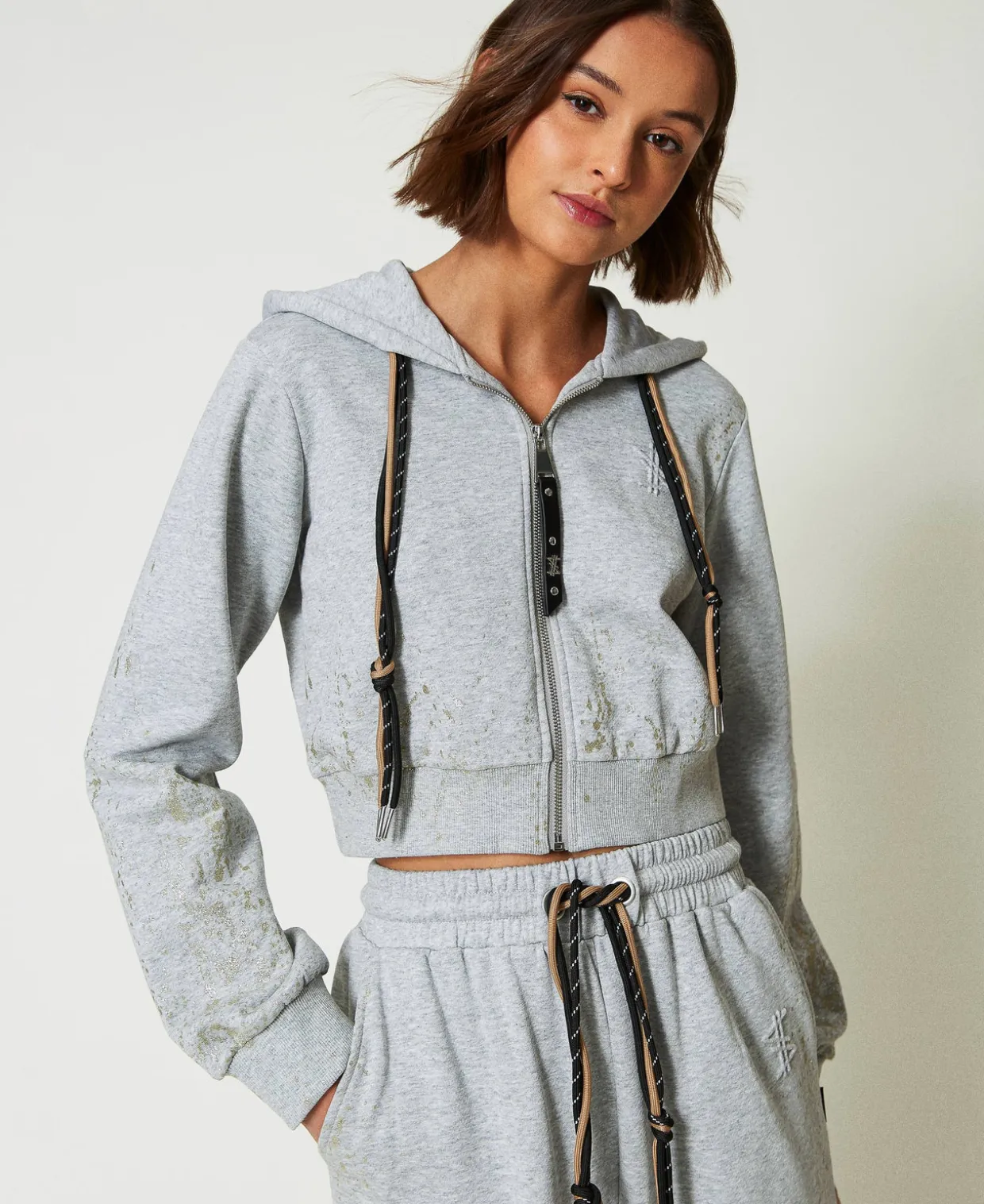 MYFO Cropped-Sweatjacke Mit Glitzerprint