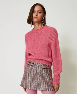 Nahtloser Stehkragenpullover Aus Wollmischung