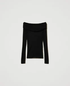 Off-Shoulder Pullover Aus Viskose