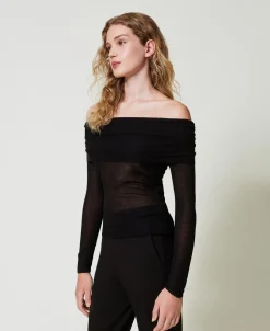 Off-Shoulder Pullover Aus Viskose